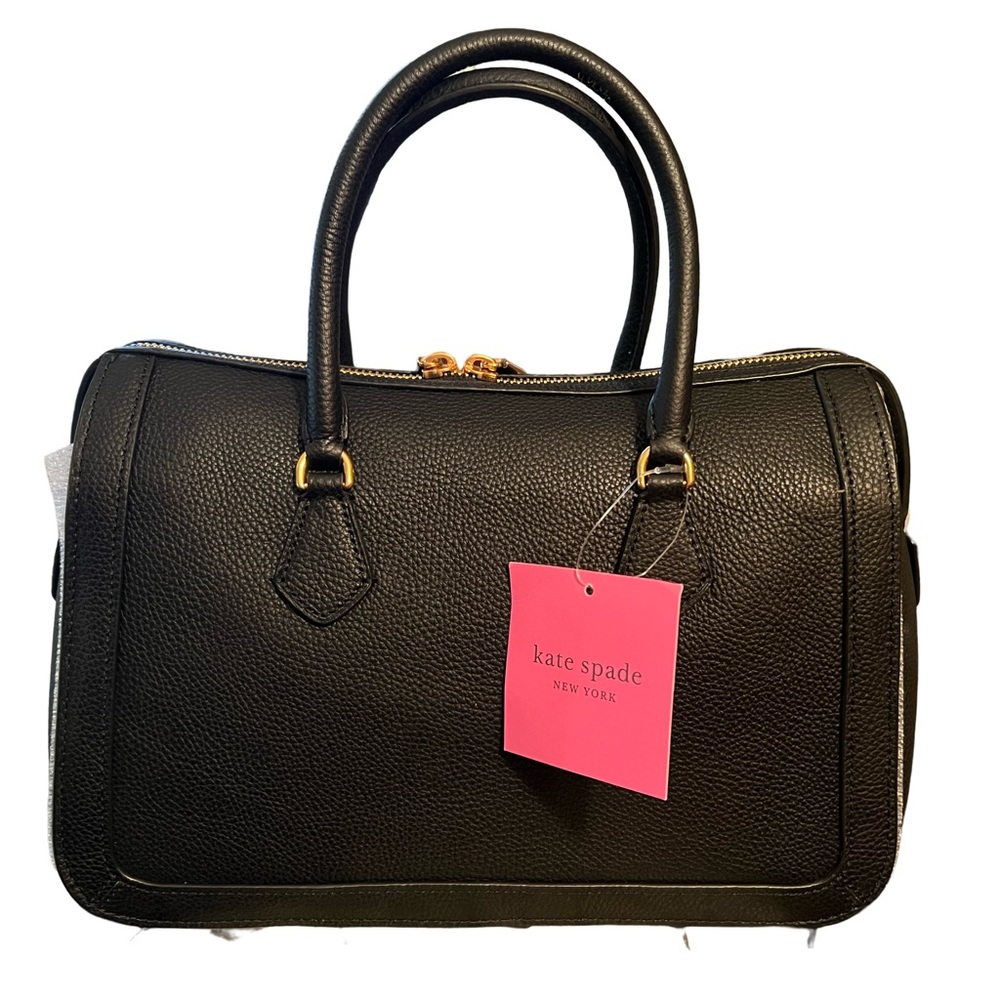 Kate Spade NWT Gramercy Black Peppled Leather Satchel Crossbody Bag - Picture 4 of 13